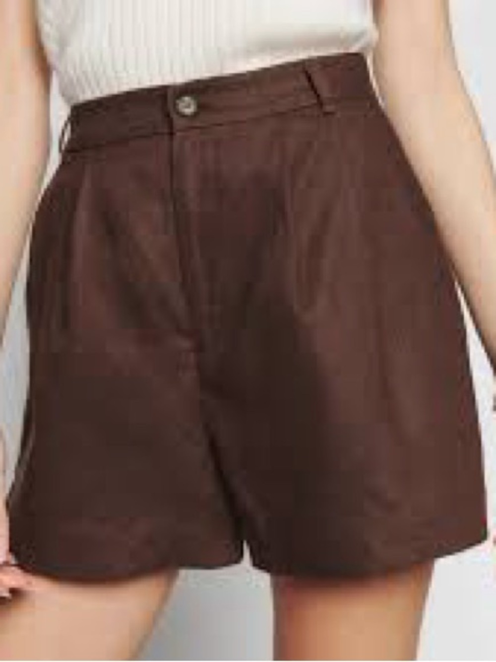 Reformation Brown High-Rise Tailored Shorts